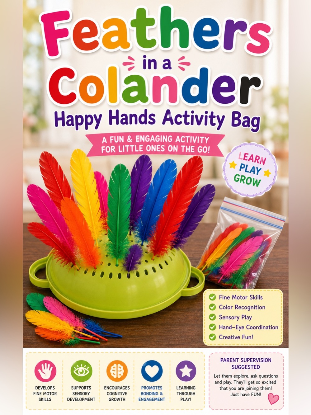 Michaels- Feathers in a Colander Happy Hands Activity Bag